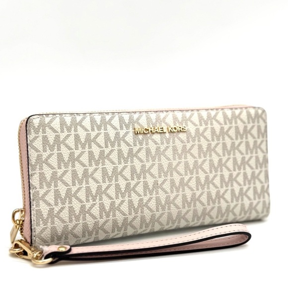 Michael Kors Large Continental Wallet Wristlet Powder Blush Multi - Picture 3 of 9